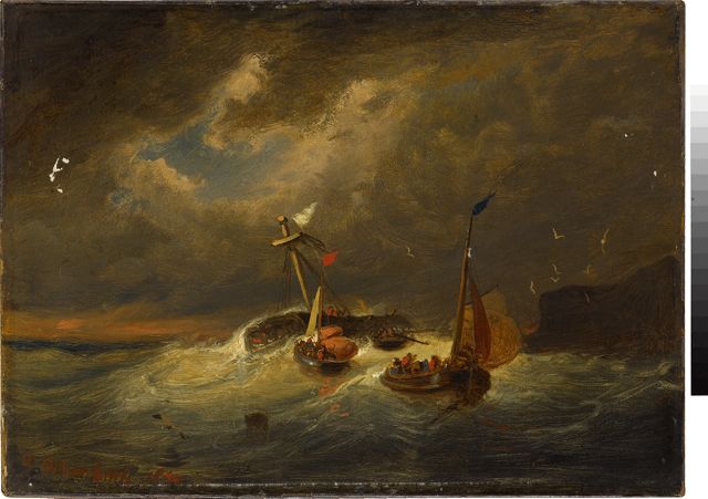 Segelschiffe im Sturm Staatsgalerie