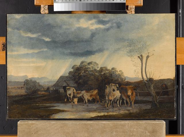 Landschaft Mit Kuhen Tranken Und Stadt Im Hintergrund Carl Philipp Weber