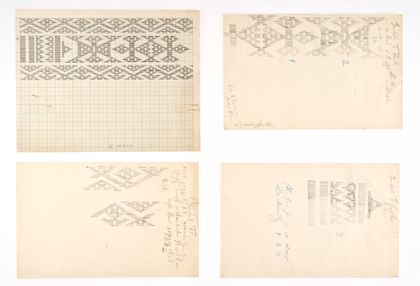 Webmusterzeichnungen auf Papier.