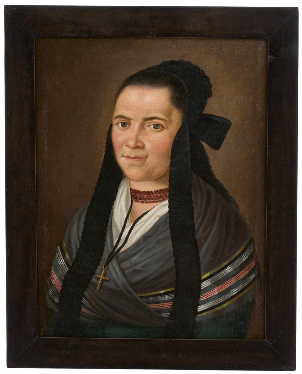 Porträt einer Dame mit schwarzer Haube