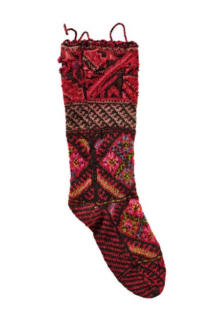 Ein gestrickter Wollstrumpf.